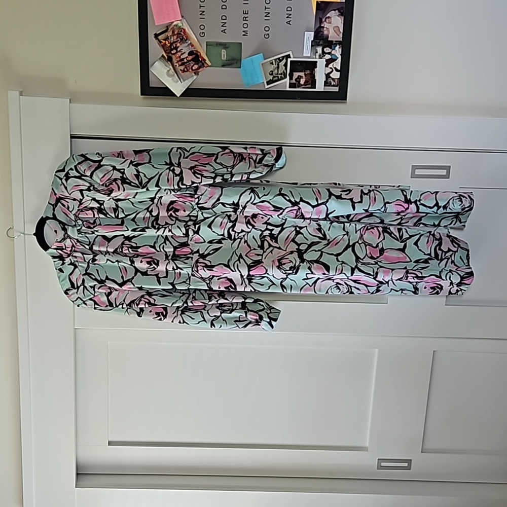 Nasty Gal Abstract Floral High Neck Midi Dress with Slit Size 6